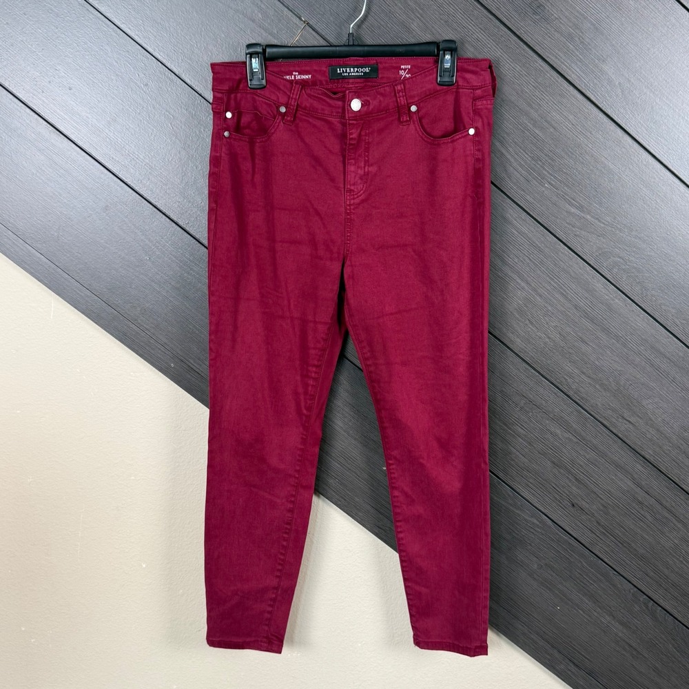 Liverpool Los Angeles Women Sienna Ankle Skinny Jean Size 10/30 Petite Burgundy